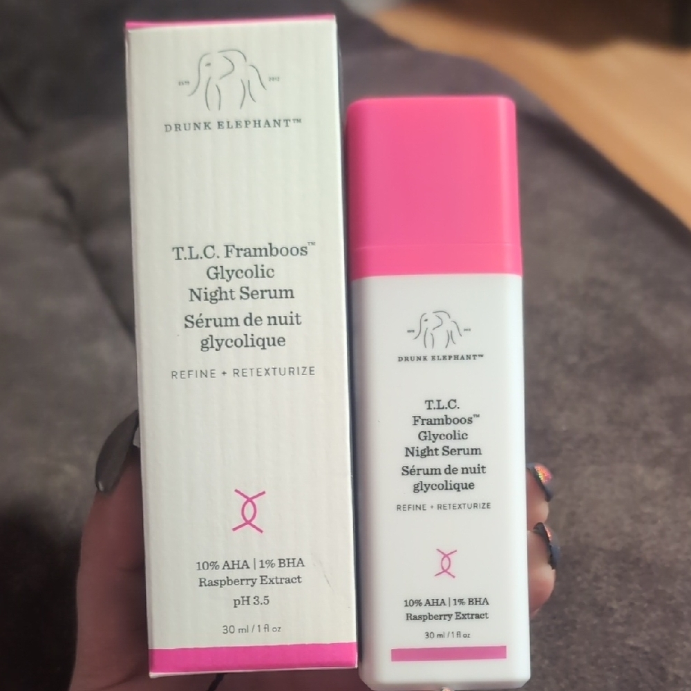 Drunk Elephant T.L.C. Framboos Glycolic Night Serum - Pink/White